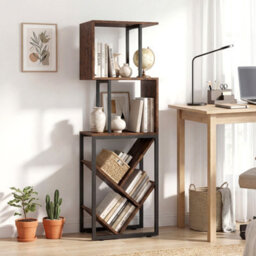 Gainoom 6-Tier Bookshelf Industrial S-Shaped Geometric/tree Bookcase With Open Display Shelves - thumbnail 5