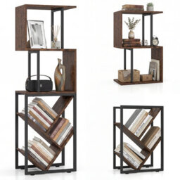 Gainoom 6-Tier Bookshelf Industrial S-Shaped Geometric/tree Bookcase With Open Display Shelves - thumbnail 1