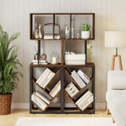 Gainoom 6-Tier Bookshelf Industrial S-Shaped Geometric/tree Bookcase With Open Display Shelves - thumbnail 4