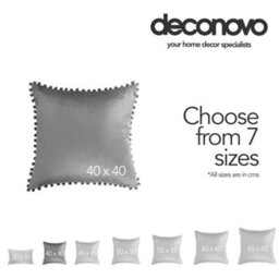 Deconovo 2 Pack Pom Pom Red Crushed Velvet Cushion Covers, Large Throw Pillowcases With Invisible Zipper, 60Cm X 60Cm - thumbnail 4