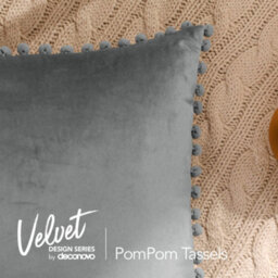 Deconovo 2 Pack Pom Pom Red Crushed Velvet Cushion Covers, Large Throw Pillowcases With Invisible Zipper, 60Cm X 60Cm - thumbnail 3