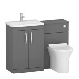 Royal Bathrooms 1100mm Indigo Grey Gloss 2 Doors Furniture Pack With Mid Edge Basin & Slim Breeze Back To Wall Toilet - thumbnail 4