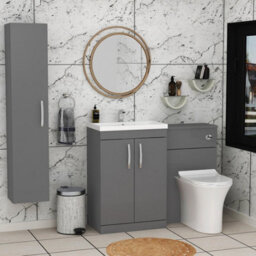 Royal Bathrooms 1100mm Indigo Grey Gloss 2 Doors Furniture Pack With Mid Edge Basin & Slim Breeze Back To Wall Toilet - thumbnail 3