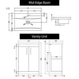 Royal Bathrooms 1100mm Indigo Grey Gloss 2 Doors Furniture Pack With Mid Edge Basin & Slim Breeze Back To Wall Toilet - thumbnail 8