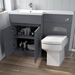 Affine Bathroom Vanity Unit Basin Sink 1100mm Toilet Combined Furniture Left Hand Grey - thumbnail 4