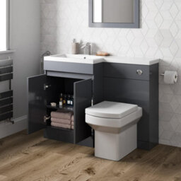 Affine Bathroom Vanity Unit Basin Sink 1100mm Toilet Combined Furniture Left Hand Grey - thumbnail 3