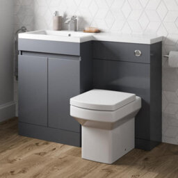Affine Bathroom Vanity Unit Basin Sink 1100mm Toilet Combined Furniture Left Hand Grey - thumbnail 2