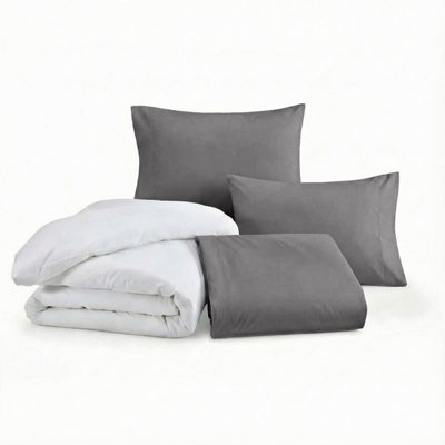Ameha Duvet 13.5 Tog With Grey Duvet Cover & Matching Pillowcases, Breathable, Bedding Set, Super King 260X220Cm - image 1