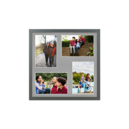 AK Frames 12X12 Dark Grey Sleek Multi Photo Frame With Silver Mount - Holds 4 Apertures (4X) 6X4 Photos - thumbnail 1