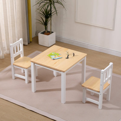 Furniturehmd Kids Table And Chair Set, Nursery Sets,solid Pine Wood,white And Natural Color - image 1