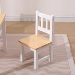 Furniturehmd Kids Table And Chair Set, Nursery Sets,solid Pine Wood,white And Natural Color - thumbnail 4