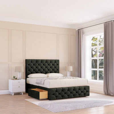 "Sloomy 4Ft Watson Divan Bed Base Graphite Dumfries ,2 Drawers, 12"" Footboard & 26"" Struts Headboard - Small Double" - image 1