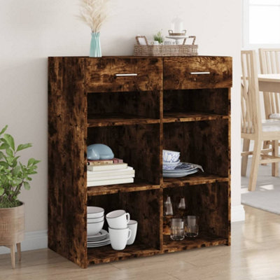 Berkfield Sideboard Smoked Oak 80X42.5X93 Cm Engineered Wood - image 1