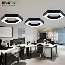 Ener-J Hexaglow Hollow Hexagon Led Light 50W Cct Adjustable Hanging Ceiling Fixture Black 600mm - thumbnail 6