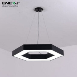 Ener-J Hexaglow Hollow Hexagon Led Light 50W Cct Adjustable Hanging Ceiling Fixture Black 600mm - thumbnail 4