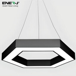 Ener-J Hexaglow Hollow Hexagon Led Light 50W Cct Adjustable Hanging Ceiling Fixture Black 600mm - thumbnail 3