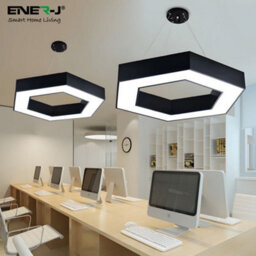 Ener-J Hexaglow Hollow Hexagon Led Light 50W Cct Adjustable Hanging Ceiling Fixture Black 600mm - thumbnail 8