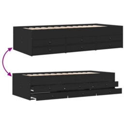 Berkfield Daybed With Drawers Without Mattress Black 90X200 Cm - thumbnail 7
