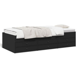 Berkfield Daybed With Drawers Without Mattress Black 90X200 Cm - thumbnail 2