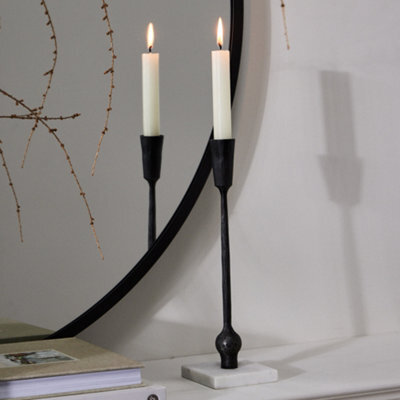Dibor Antique Black Square Marble Bottom Table Decoration Christmas Candle Holder - image 1