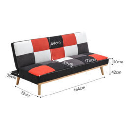 Darphe Red 3-Seater Multicolour Checkered Sofa Bed - thumbnail 6