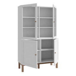 Furniture To Go Wensley Display Cabinet With 2 Doors And 2 Glass Doors In Light Grey And Oak - thumbnail 3