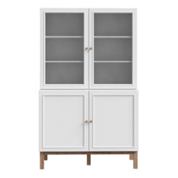 Furniture To Go Wensley Display Cabinet With 2 Doors And 2 Glass Doors In Light Grey And Oak - thumbnail 2
