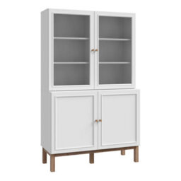 Furniture To Go Wensley Display Cabinet With 2 Doors And 2 Glass Doors In Light Grey And Oak - thumbnail 1