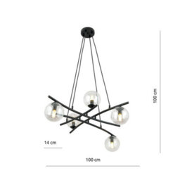 Emibig Lighting Emibig Essa Pendant Lamp 5 X E14 Black With Transparent Shade - thumbnail 4