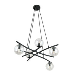 Emibig Lighting Emibig Essa Pendant Lamp 5 X E14 Black With Transparent Shade - thumbnail 1