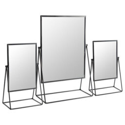 Harbour Housewares Metallic Vanity Mirror Set - 3 Piece Black Adjustable Tilt Dressing Table Mirror Sleek Modern Makeup Mirror