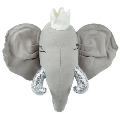 Beliani Kids Wall Decor Elephant Tantor Cotton 33 Cm Grey - image 1