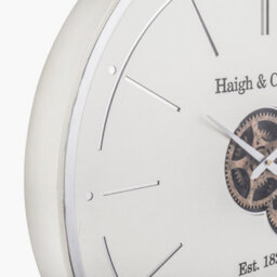 Pacific Lifestyle Ivory And Silver Wood Working Cog Wall Clock - thumbnail 7