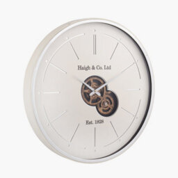 Pacific Lifestyle Ivory And Silver Wood Working Cog Wall Clock - thumbnail 5