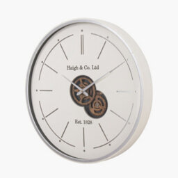 Pacific Lifestyle Ivory And Silver Wood Working Cog Wall Clock - thumbnail 4