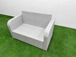 Fimous 4 Seater Outdoor Love Sofa Set Rattan Garden Furniture Set Rectangular Coffee Table Light Grey - thumbnail 5