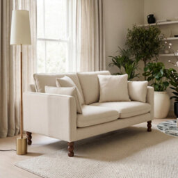 Furniturebox Uk Monroe Beige Chenille Fabric 2 Seater Sofa - thumbnail 1