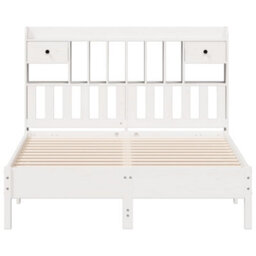 Berkfield Bookcase Bed Without Mattress White 135X190 Cm Double Solid Wood Pine - thumbnail 4