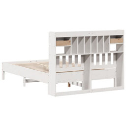 Berkfield Bookcase Bed Without Mattress White 135X190 Cm Double Solid Wood Pine - thumbnail 6