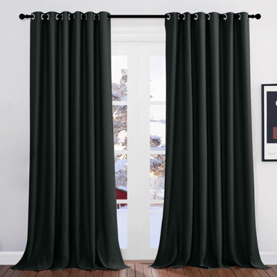 Imperial Rooms Blackout Curtain-Thermal Ready Made Eyelet Curtain (2 Panel) For Living Room Curtain Black, (W)2.28Mx(L))2.74M - image 1