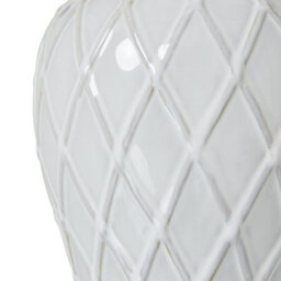 Wyld Haus Banneville White Ceramic Lattice Diamond Ginger Jar Lamp With Linen Shade - thumbnail 6