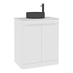 Royal Bathrooms Venice 700mm Gloss White Freestanding Bathroom Countertop Vanity Unit 2 Door With Art Round Basin - thumbnail 7