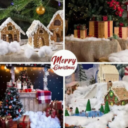 CLEFFNS 300G Christmas Fake Snow, Artificial Fluffy Snow Fiber For Decoration White Cotton Fiber, Fake Snow Blanket For Xmas Tree Decor - thumbnail 9