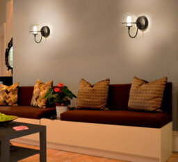 Harper Living 1Xg9 Up Wall Light With On/off Switch, Matt Black Finish, Globe Shaped Glass Shade - thumbnail 6