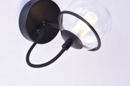 Harper Living 1Xg9 Up Wall Light With On/off Switch, Matt Black Finish, Globe Shaped Glass Shade - thumbnail 7