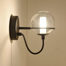 Harper Living 1Xg9 Up Wall Light With On/off Switch, Matt Black Finish, Globe Shaped Glass Shade - thumbnail 5