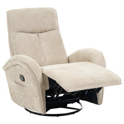 Beliani Rocking Recliner Chair Danae Swivel Chenille Light Beige - image 1