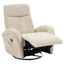 Beliani Rocking Recliner Chair Danae Swivel Chenille Light Beige