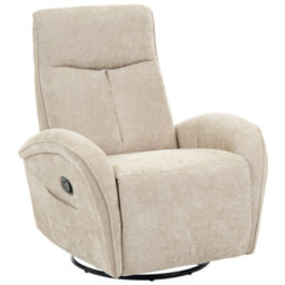 Beliani Rocking Recliner Chair Danae Swivel Chenille Light Beige - thumbnail 4