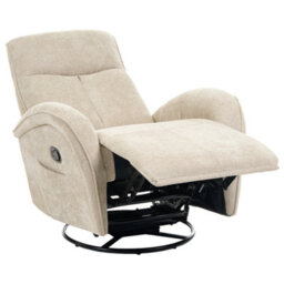 Beliani Rocking Recliner Chair Danae Swivel Chenille Light Beige - thumbnail 5